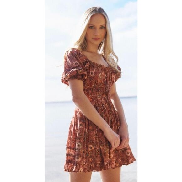 Ulla Johnson Juniper Mini Dress Prairie Cottage Milkmaid Rosebud Crimson Red 0 - Picture 3 of 12